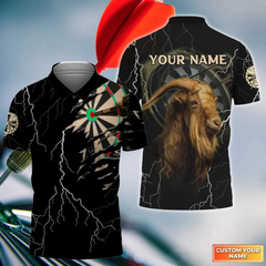 Maxcorners Darts Lightning Goat Personalized Name 3D Unisex Shirt