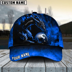 Maxcorners Billiard Ball 8 Aero Dragon Personalized Name 3D Cap (6 Colors)