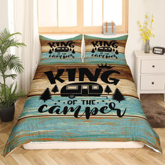 Maxcorners Camping Twin Duvet Cover, Rv Camper Decor Bedding Set