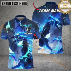 Maxcorners Thunder Dragon Golf Polo Shirt, Customized Name & Team Name 3D Shirts (4 Colors)