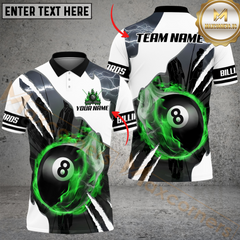 Maxcorners Billiard 8-Ball Pool Fire Lightning Scratch Multicolor Personalized Name, Team Name 3D Shirt