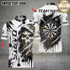 Maxcorners Darts Skull Black White Graffiti Personalized Name 3D Unisex Shirt