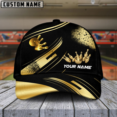 Maxcorners Bowling Ultimate Golden Multicolor Personalized Name 3D Cap