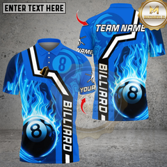 Maxcorners Billiards Flaming 8 Ball Design Multicolor Customized Name, Team Name 3D Shirt