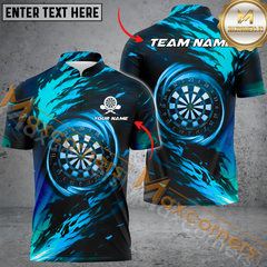 Maxcorners Darts Fire Flame Paint Light Mutilcolor Options Personalized Name, Team Name 3D Polo Shirt