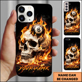 Maxcorners Billiards Fire Skull 8 Ball Personalized Name Phone Case