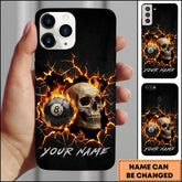 Maxcorners Billiards Fire Lightning Skull 8 Ball Personalized Name Phone Case