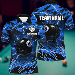 Maxcorners Billiards 8 Ball Pool Thunder Lightning Personalized Name, Team Name 3D Shirt