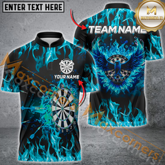 Maxcorners Darts Eagle Fire Flame Mutilcolor Options Personalized Name, Team Name 3D Polo Shirt