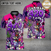 Maxcorners Bowling 420 Bear Purple Geometric Multicolor Options Personalized Name, Team Name 3D Shirt (4 Colors)