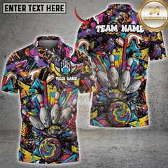Maxcorners Graffiti Blast Bowling Customized Name, Team Name Unisex Shirt