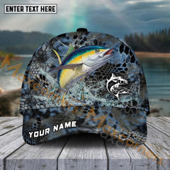 Maxcorners Tuna FishingBlue Kryptek Camo Pattern Sport Pattern Personalized Name 3D Cap MT173