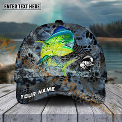 Maxcorners Mahi-Mahi FishingBlue Kryptek Camo Pattern Sport Pattern Personalized Name 3D Cap MT173
