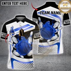 Maxcorners Bowling Golden Flaming Strike Multicolor Customized Name, Team Name 3D Shirts