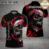 Maxcorners Billiard Pool 8 Ball Flame Skull Personalized Name Men And Women 3D Polo Shirt Custom Billiard Team Jersey (4 Colors)
