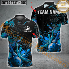 Maxcorners Elite Bowling Jersey Multicolor Option Customized Name, Team Name 3D Polo Shirt