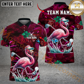 Maxcorners Tropical Flamingo Golf Polo Shirt, Customized Name & Team Name 3D Shirts (4 Colors)