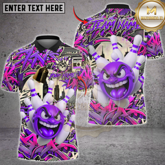 Maxcorners Bowling Urban Rage Graffiti Style Multicolor Customized Name, Team Name 3D Shirts