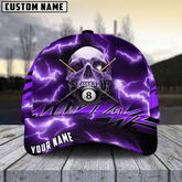 Maxcorners Billiard Ball 8 Deadly Thunder Skull Personalized Name 3D Cap (6 Colors)