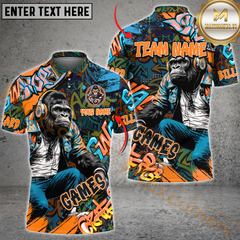 Maxcorners Graffiti Chimp Billiard Jersey Multicolor Option Customized Name, Team Name 3D Polo Shirt