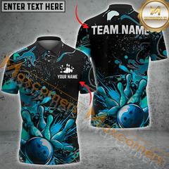 Maxcorners Elite Bowling Jersey Multicolor Option Customized Name, Team Name 3D Polo Shirt