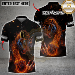 Maxcorners Bowling Fire Tiger Multicolor Customized Name, Team Name 3D Shirts