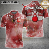 Maxcorners Bowling Snowflake Winter Xmas Multicolor Customized Name, Team Name 3D Shirts