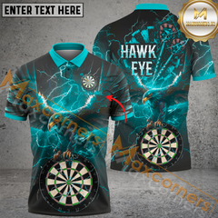 Maxcorners Darts Eagle Thunder Lightning Customized Name, Team Name 3D Polo Shirt