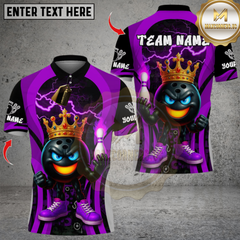 Maxcorners Bowling King Flame Ball Design Multicolor Customized Name, Team Name 3D Shirts