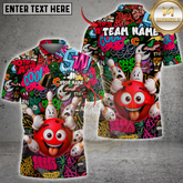 Maxcorners Bowling Madness Graffiti Style Multicolor Customized Name, Team Name 3D Shirts