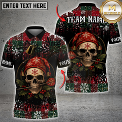 Maxcorners Darts Christmas Skull Plaid Multicolor Customized Name, Team Name 3D Shirt