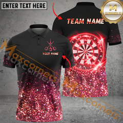 Maxcorners Darts Dartboard Galaxy Light Mutilcolor Options Personalized Name, Team Name 3D Polo Shirt