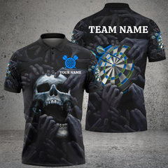 Maxcorners Darts Skull Mutilcolor Options Personalized Name, Team Name 3D Polo Shirt