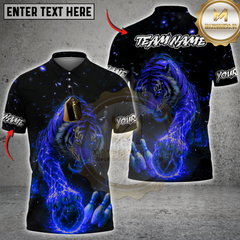 Maxcorners Bowling Fire Tiger Multicolor Customized Name, Team Name 3D Shirts