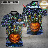 Maxcorners Bowling Halloween Pumpkin Zombie Pins Multicolor Customized Name, Team Name 3D Shirts