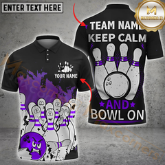 Maxcorners Bowling Keep Calm and Bowl On Multicolor Customized Name, Team Name 3D Shirts