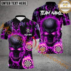 Maxcorners Darts Skull Flame Mutilcolor Options Personalized Name, Team Name 3D Polo Shirt