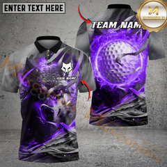 Maxcorners Wolf Golf Energy Polo Shirt Shirt, Customized Name & Team Name 3D Shirts (4 Colors)