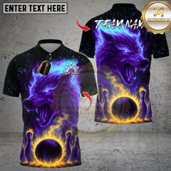 Maxcorners Bowling Wolf Flame Multioptions Personalized Name, Team Name Unisex 3D Shirts