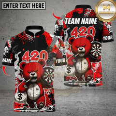 Maxcorners Darts 420 Teddy Bear Carry Money With Dartsboard Multicolor Customized Name, Team Name 3D Shirts