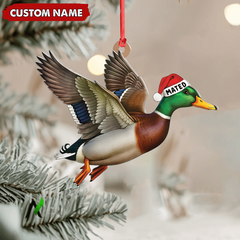 Maxcorners Personalized Flying Duck Acrylic Ornament - Custom Name Christmas Acrylic Gift for Hunters LM0411