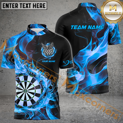 Maxcorners Darts Fire Flame Multicolor Options Personalized Name, Team Name 3D Polo Shirt