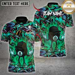 Maxcorners Billiards HipHop 8 Ball Fire Custom Name, Team Name 3D Shirt