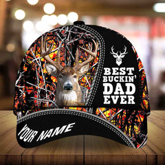 Maxcorners Best Buckin' Dad Ever Deer Hunting Camo Pattern 3D Multicolor Personalized Cap