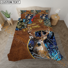 Maxcorners Premium Deer Hunter Blue Camouflage 3D Full Print Bedding Set 3D All Over Printed