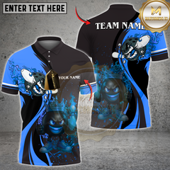 Maxcorners Flaming King Bowling Multicolor Customized Name, Team Name 3D Shirts