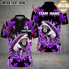 Maxcorners Billiards Ball 8 Pool Flame Shark Multicolor Customized Name, Team Name 3D Shirt