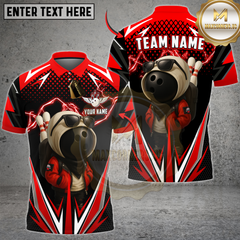 Maxcorners Bowling Lightning Bowling Ball Character Multicolor Customized Name, Team Name 3D Shirts