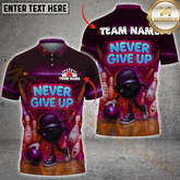 Maxcorners Bowling Funny Ball Never Give Up Multicolor Customized Name, Team Name 3D Shirts