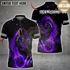 Maxcorners Bowling Fire Tiger Multicolor Customized Name, Team Name 3D Shirts